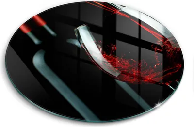 Produktbild von Glasschneideplatte - Herdabdeckplatte - fi30 cm -Schneidebrett - Spritzschutz - Eine Flasche Wein und ein Glas