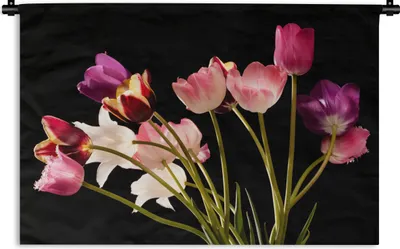 Produktbild von MuchoWow® Wandteppich Wandbehang Stillleben - Tulpen - Farben 60x40 cm Tapisserie Dekoration Wandtuch - Wanddekorationen