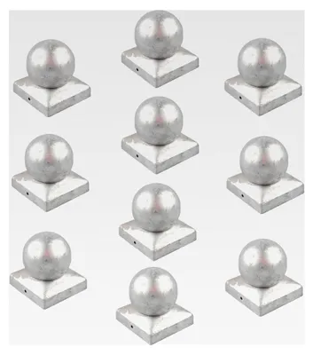 Produktbild von 10 Stück verzinkte Pfostenkappen Abdeckkappen für Pfosten Kugel 91 mm 9 x 9 cm
