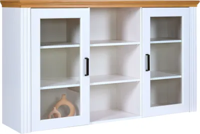 Produktbild von Inter Link Maluno Aufsatz Vitrine Massivholz Kiefer Weiß/Oak Colori