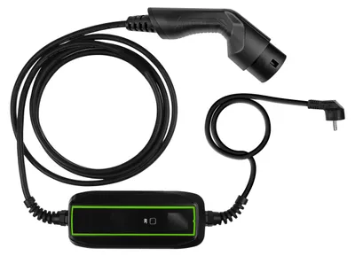 Produktbild von Ladekabel für Elektroautos: Schuko-Stecker zu Type 2 - 3,6 kW Leistung - 6,5 Meter Länge - Mobiler EV-Ladegerät