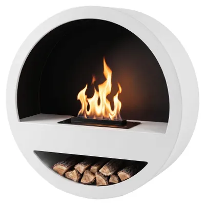 Immagine prodotto di Xaralyn Caminetto a etanolo da parete - Modello Orbit, colore bianco - Potenza di riscaldamento: 2,5 kW - Caminetto da parete rotondo in metallo