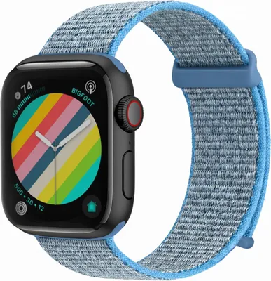 Produktbild von Smartwatch Armband für Apple Watch SE 1 44mm Nylon Textil Band Ersatzband Wechselband Klettverschluss flexibel atmungsaktiv Blau