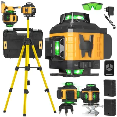 Produktbild von Linienlaser 4D - Kreuzlinienlaser 360° - 16 Linien - Selbstnivellierend - Grüner Strahl - 2 Akkus