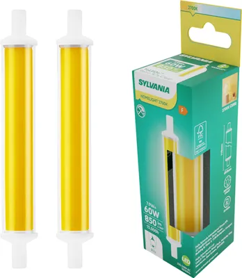 Produktbild von SYLVANIA LED Stab 118 mm | R7s Stablampe | 8W ersetzt 60W Halogenstab | Warmweiß, 850 Lumen, 360° Abstrahlwinkel | Leuchtmittel für Strahler & mehr | 2er Pack
