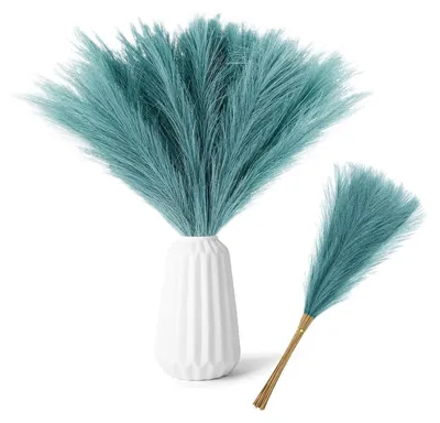 Obrázok produktu pre Umelá pampasová tráva, 30 kusov, 55 cm, modrá, zelená, hodvábne kvety