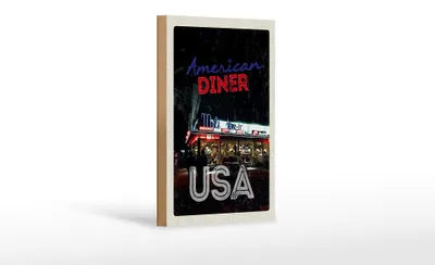Produktbild von Holzschild Reise 12x18 cm USA Diner Restaurant Lunch Dinner