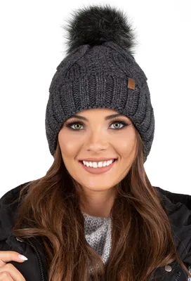 Produktbild von Vivisence Strickmütze damen - Bommelmütze Kopfbedeckung für Winter Herbst Mütze mit bommel Warme wintermütze frauen Dick gestrickte - Dunkelgrau