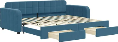 Obrázok produktu pre vidaXL Rozkladacia posteľ so zásuvkami Modrá 90x200 cm Velvet