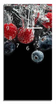 Produktbild von Wallario Design Wanduhr Waldfrüchte im Wasser aus Echtglas, Größe 30 x 60 cm