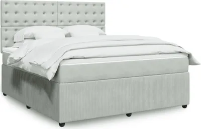 Produktbild von vidaXL Boxspringbett mit Matratze Hellgrau 180x200 cm Samt