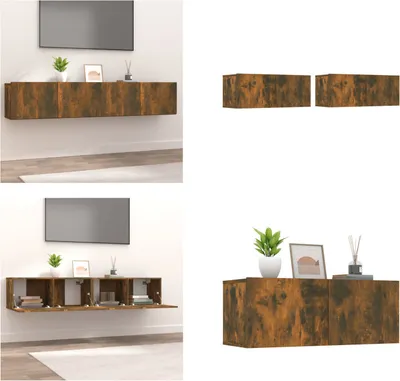 Produktbild von vidaXL TV Schränke 2 Stk. Räuchereiche 80x30x30 cm Holzwerkstoff - TV-Schrank - TV-Schränke - TV-Möbel - TV-Ständer