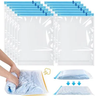 Zdjęcie produktu dla Podróżne worki próżniowe 60 x 40 cm, worki do przechowywania wielokrotnego użytku z pompką, do ubrań i kołder