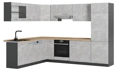 Immagine prodotto di Cucina angolare completa Vicco R-Line Calcestruzzo/Antracite 287 x 227 cm, PL Rovere, Model 53769