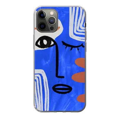 Produktbild von MuchoWow® Handyhülle Schutzhülle Hülle für iPhone 13 Pro Gesicht - Blau - Abstrakt Silikon Softcase Handy Hülle - Handy-Tasche