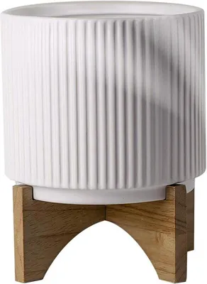 Immagine prodotto di Vaso da fiori in Vetroceramica bianco da 21 cm con piedistallo