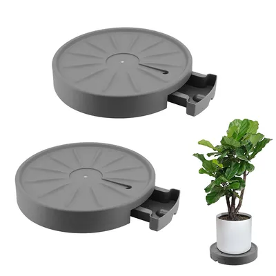 Produktbild von Pflanzenroller, Pflanzenroller Rund-2 Stück 28cm,Blumenroller mit unsichtbaren Rollen, für Innen und Außenpflanzen, Rollbrett Pflanzen bis 200 KG