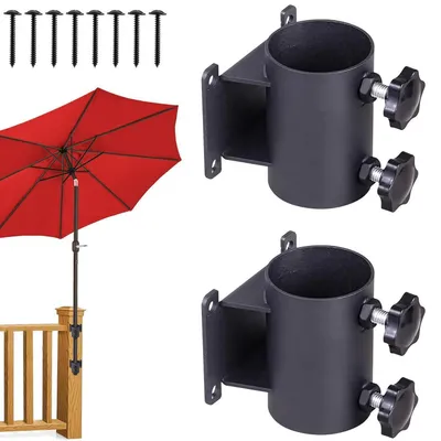 Immagine prodotto di Supporti per ombrellone da balcone, 2 pezzi. Morsetti metallici regolabili per pali di ombrellone con diametro da 3,3 a 5 cm