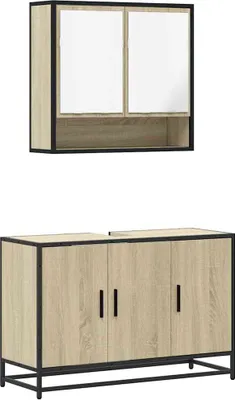 Produktbild von vidaXL 2-tlg. Badmöbel-Set Sonoma-Eiche Holzwerkstoff