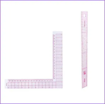 Image de Règle professionnelle en plastique avec équerre à 90 degrés, en forme de L, 55 cm, graduation métrique, double face, graduée