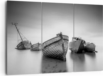 Produktbild von Bild auf Leinwand - Leinwandbild - 3 Teile - £ódŸ Wrack Schiff - 165x110cm - Wand Bild - Wanddeko - Wandbilder - Leinwanddruck - Bilder - Wanddekoration - Leinwand bilder - Wandbild - CE165x110-4999