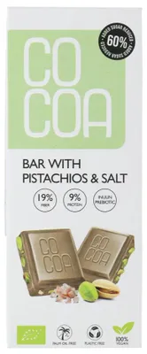 Productafbeelding van Cocoa Chocolade Pistachios & Salt Reep (40 gr)