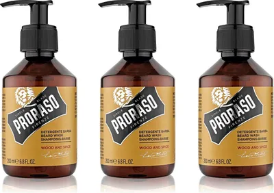Produktbild von Beard Shampoo Wood and Spice 3x200 ml