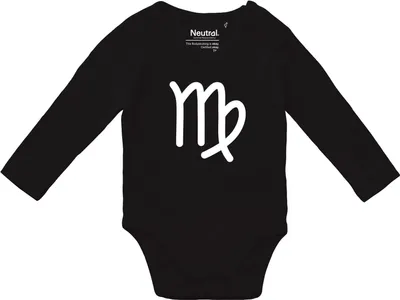 Produktbild von Huuraa Baby Body Jungfrau Sternzeichen Zeichen 68 Black  Baumwolle Fairtrade Langarmbody Geschenkidee