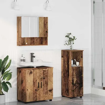 Zdjęcie produktu dla Maison Exclusive - Zestaw mebli do łazienki, 3 sztuki, drewno z odzysku, 61 x 35 x 64 cm