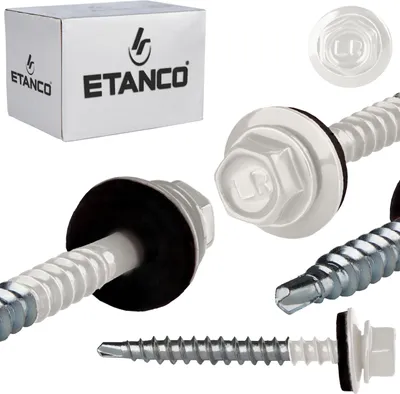 Immagine prodotto di Viti autofilettanti ETANCO Viti per lamiera trapezoidale RAL 9010 4,8 x 50 mm 100 pz.