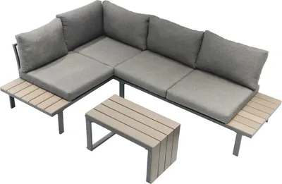 Produktbild von Koll Living Lounge-Set 'Calea' | 2x Sofa, 1x Tisch | Beige/Grau | für Außenbereich | UV- und witterungsbeständig