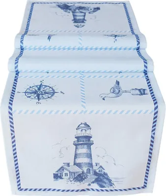 Produktbild von Tischläufer Leuchtturm & Maritimes blau weiß 40x140 cm