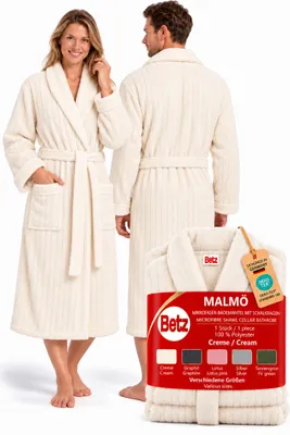 Immagine prodotto di Accappatoio Betz in microfibra con collo a scialle - MALMÖ - per uomo e donna Taglia S/M Colore: crema