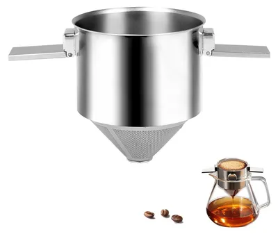 Klappbarer Kaffeefilter aus Edelstahl, Doppelnetz, 13,6 cm, wiederverwendbar