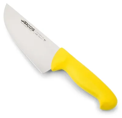 Zdjęcie produktu dla Nóż rzeźniczy Arcos kolor - Prof 295800 stal nierdzewna nitrum i mango ergonomiczne żółte ostrze z polipropylenu i 17 cm ostrze, gablota