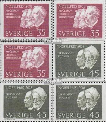 Produktbild von Briefmarken Schweden 1968 Mi 626A,Dl,Dr,627A,Dl,Dr (kompl.Ausg.) postfrisch Nobelpreisträger