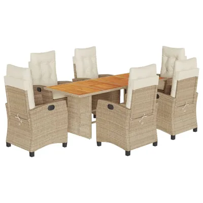 Produktbild von vidaXL 7-tlg. Garten-Essgruppe mit Kissen Beige Poly Rattan