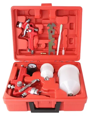 Obrázek produktu pro Sada stříkacích pistolí HVLP s tryskami 0,8 mm a 1,4 mm, včetně nádob o objemu 125 ml a 600 ml