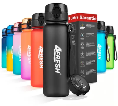 Produktbild von 4FRESH Trinkflasche 500 ml aus Tritan – BPA-freie Wasserflasche mit Sieb, auslaufsicher, Sportflasche klein für Fitness, Schule & Alltag
