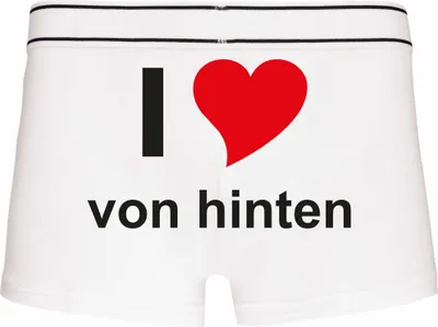 Produktbild von Boxershorts - Mann - Boxer-0004-man-white-h-L - weiß - L - hinten - I LOVE liebe von hinten - lustiges Motiv - Spruch - Unterwäsche - Unterhose - Freizeit - lustig