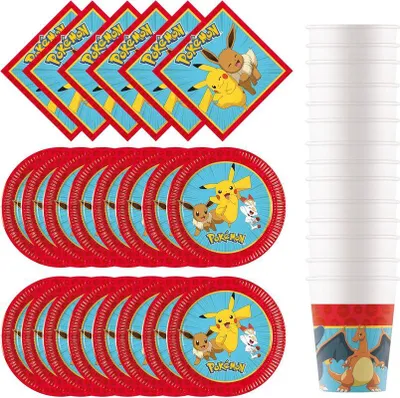 Produktbild von Partyset Pokemon Party Deko Kindergeburtstag Geburtstag Pikachu für 16 Kinder