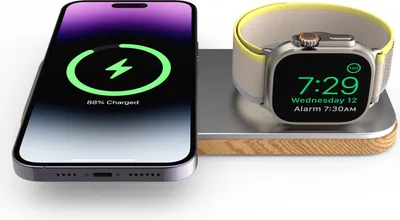 Produktbild von Cubenest 2in1 Magnetisches kabelloses Ladegerät Kompatibel mit MagSafe Technologie - Schnellladefunktion Kompatibel mit Apple Watch 7-9 und Ultra 1-2