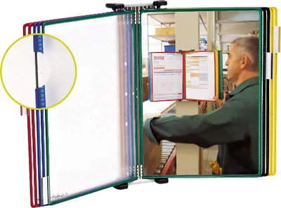 Produktbild von tarifold Wand-Sichttafelsystem 415109 DIN A5 farbsortiert mit 10 St. Sichttafeln