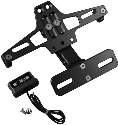 Obrázok produktu pre Nastaviteľný držiak poznávacej značky na motocykel s LED osvetlením, hliník, CNC