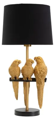 Image de Mauro Ferretti lampe de table perroquets E27 Ø 30x62,5 cm noir or