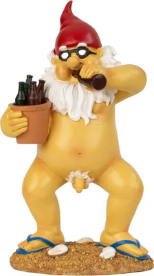 Produktbild von Nackter Zwerg Eimer mit Bierflaschen lustiger FKK Gartenzwerg H 28 cm