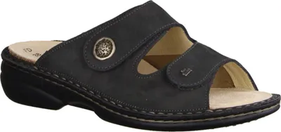 Produktbild von Finn Comfort Zeno Pantolette Damen, Leder,/Stretch, Dunkelgrau, bequem - Marken Finn Comfort, Grau, leder (nubuk/stretchrona)