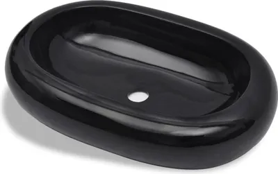 Produktbild von vidaXL Keramik Waschbecken schwarz oval