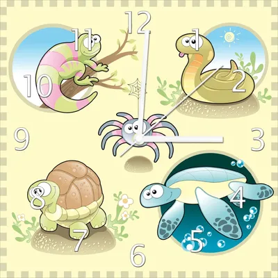Produktbild von Wallario Design Wanduhr Lustige Comictiere aus Echtglas, Größe 30 x 30 cm