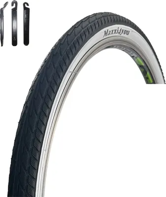 Zdjęcie produktu dla 1 x opona rowerowa maxxi4you HY 156 w kolorze czarno-białym 47-559 (26 x 1,75) wraz z łyżką do opon maxxi4you